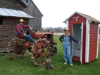 Gerard and Kelly in costume on the cabin rental property