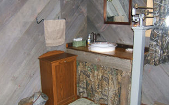 Bathroom inside the 1,100 square foot cabin rental unit.